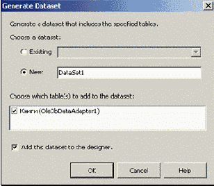 Создаем OleDbConnection, OleDbDataAdapter и DataSet